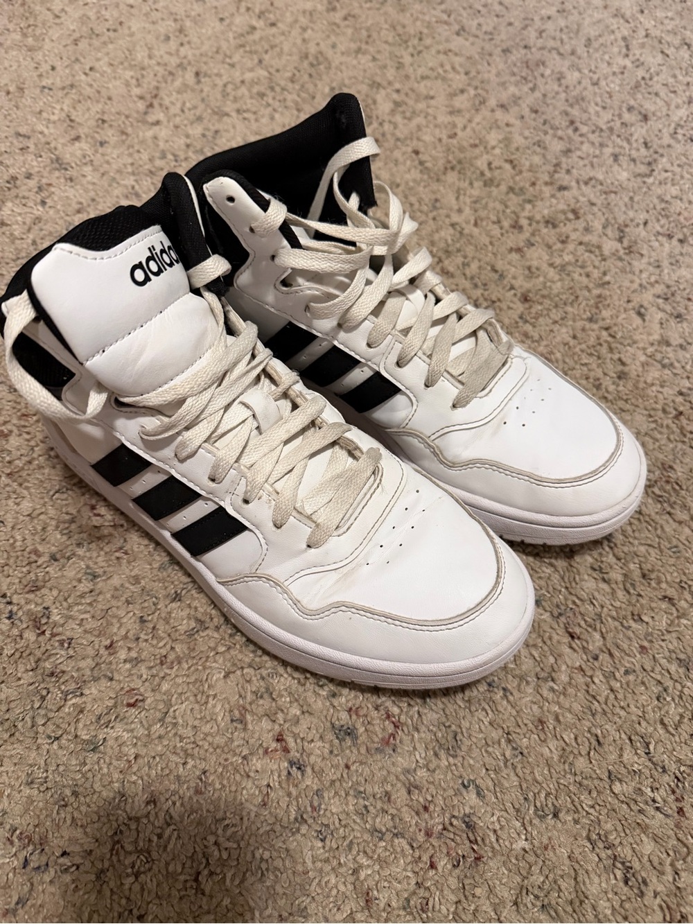 adidas White and Black High-Top Sneakers Basketball